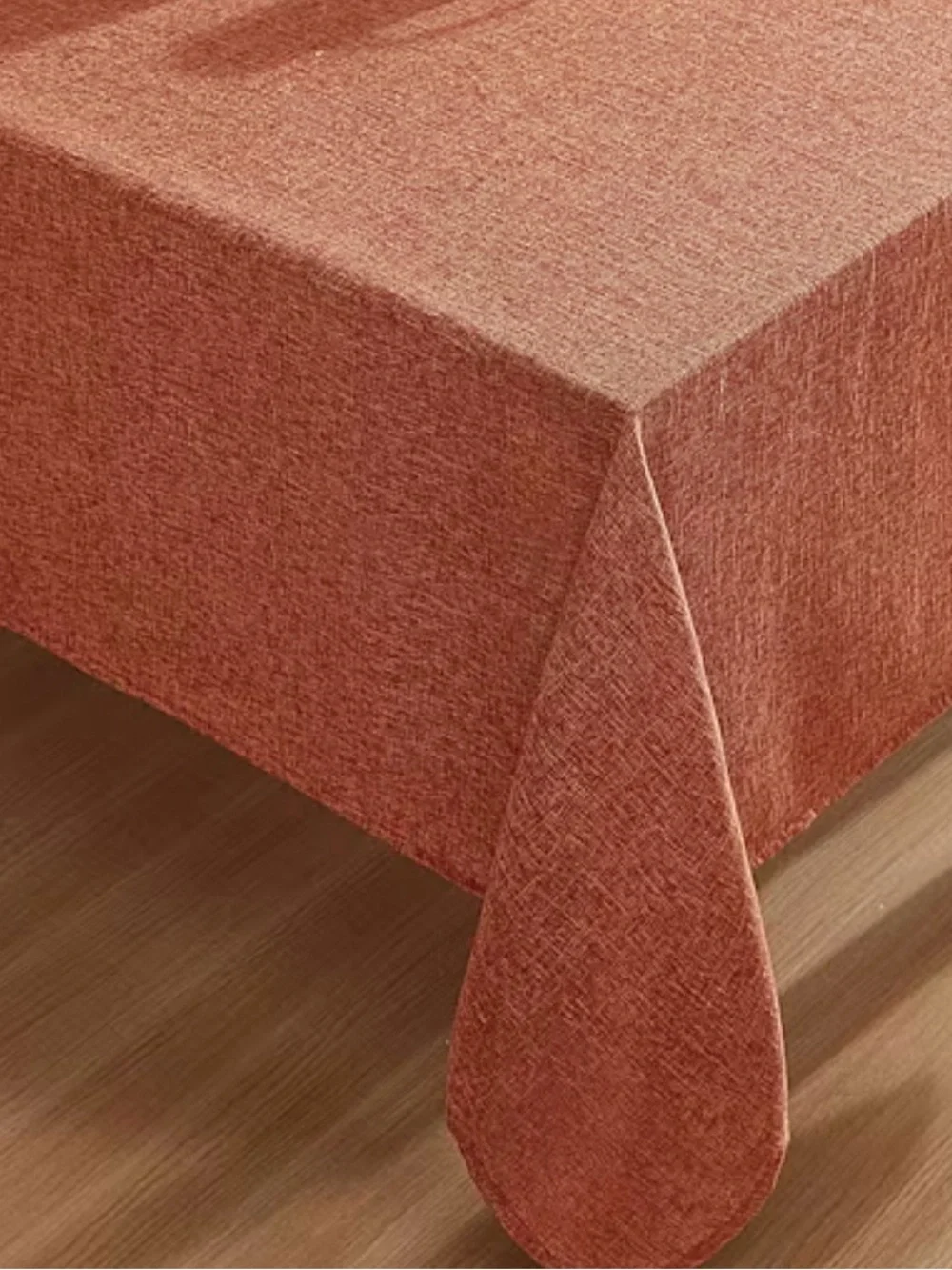 Rust Textured Dining Tablecloth - Premium Linen-Look - Picture 2 of 2